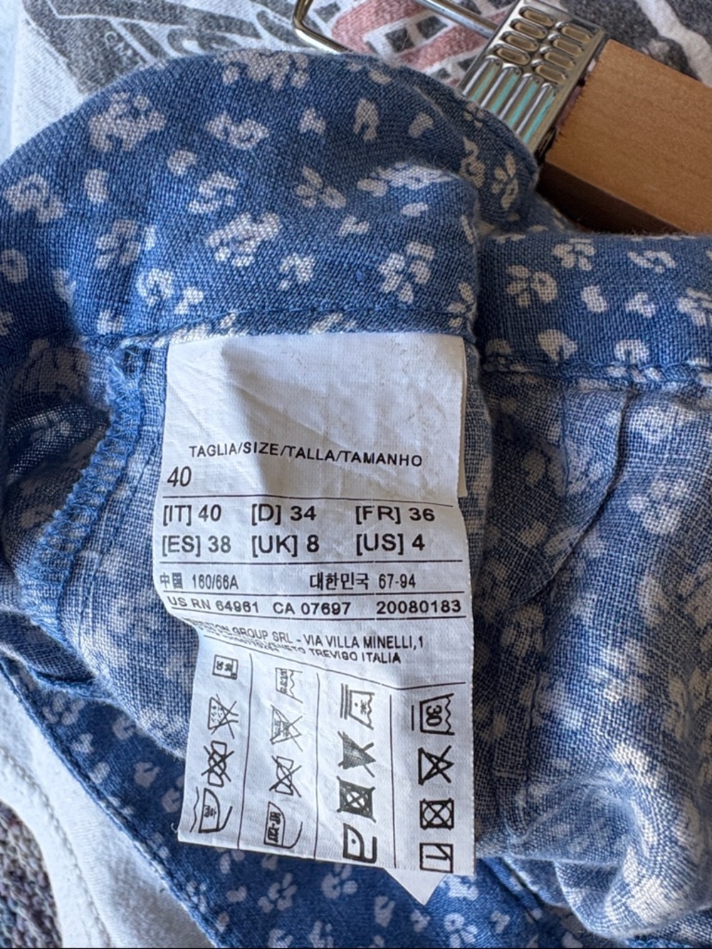 Pure linen United Colors Of Benetton Blue Ditsy Floral High-Waist Shorts size 4 - Picture 7 of 8